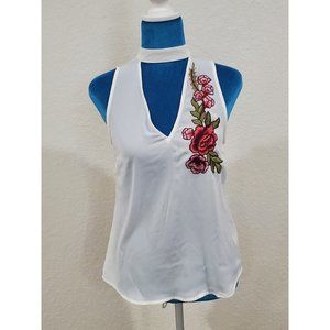 Candies White Sheer Embroidered Blouse Size XS